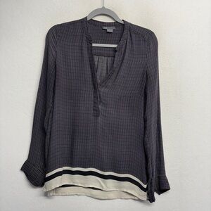 Vince‎ Silk Long Sleeve Blouse M Black White